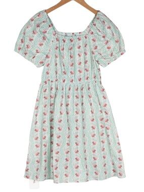 Hill House The Tiny Sienna Girl Size 5/6Y Green Floral Cotton Dress